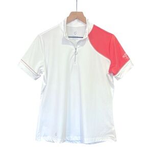 GGBlue Half Zip Polo White Pink Lightweight Golf Tennis Shirt Women's  Medium